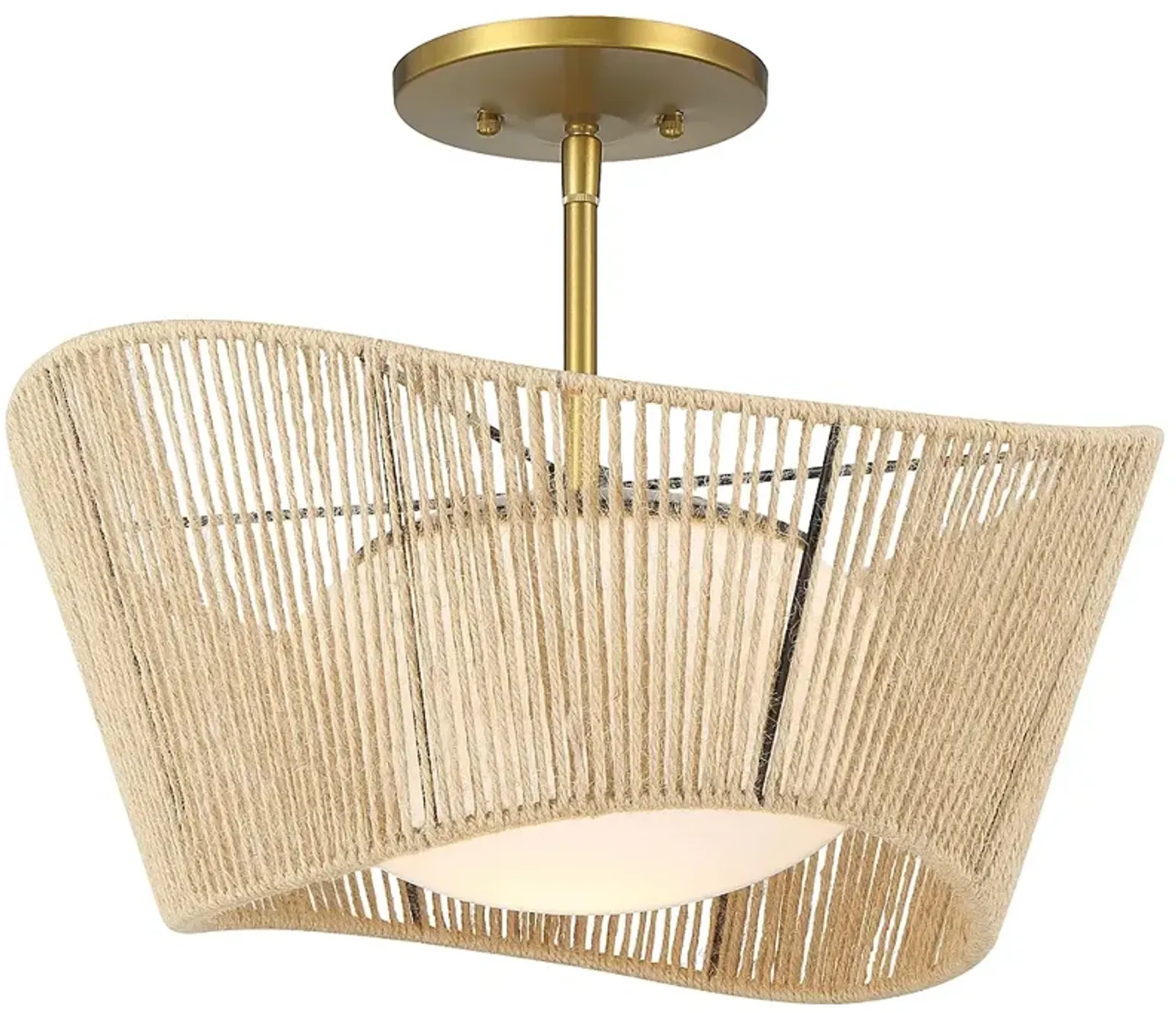 Minka-Lavery Key Largo Soft Brass Semi Flush Mount with Etched Opal Glass