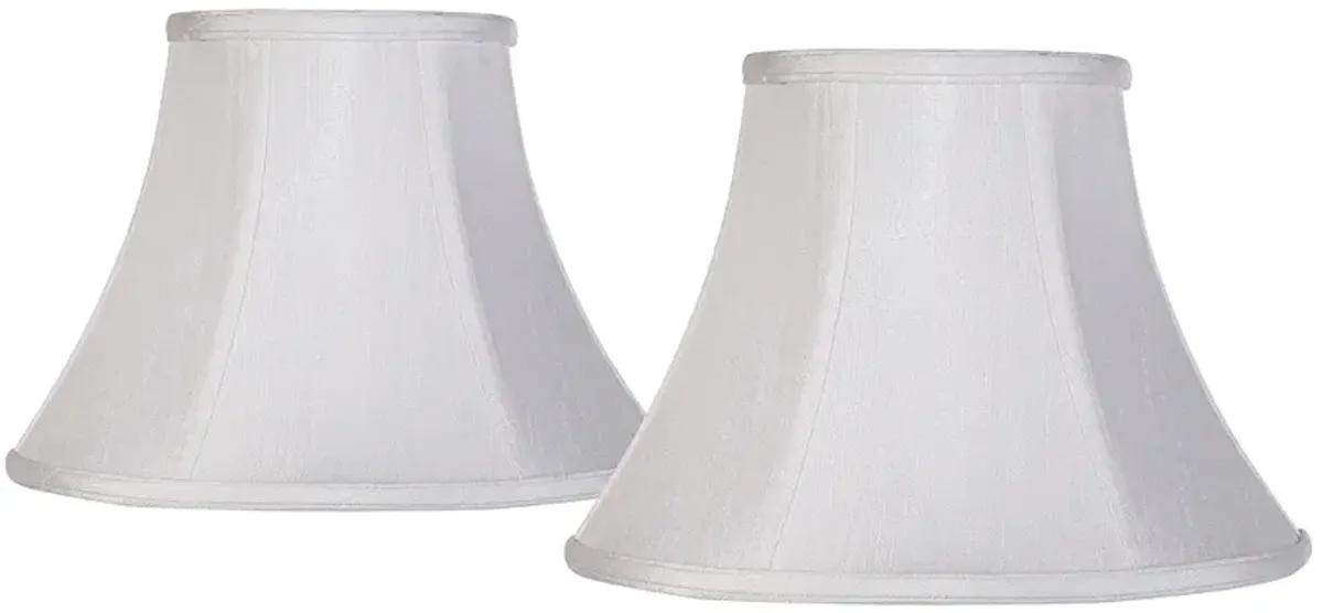 White Fabric Set of 2 Bell Lamp Shades 6x12x9 (Spider)