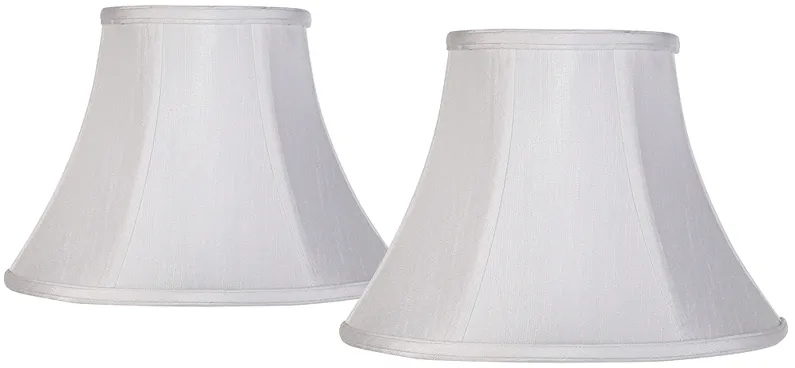 White Fabric Set of 2 Bell Lamp Shades 6x12x9 (Spider)