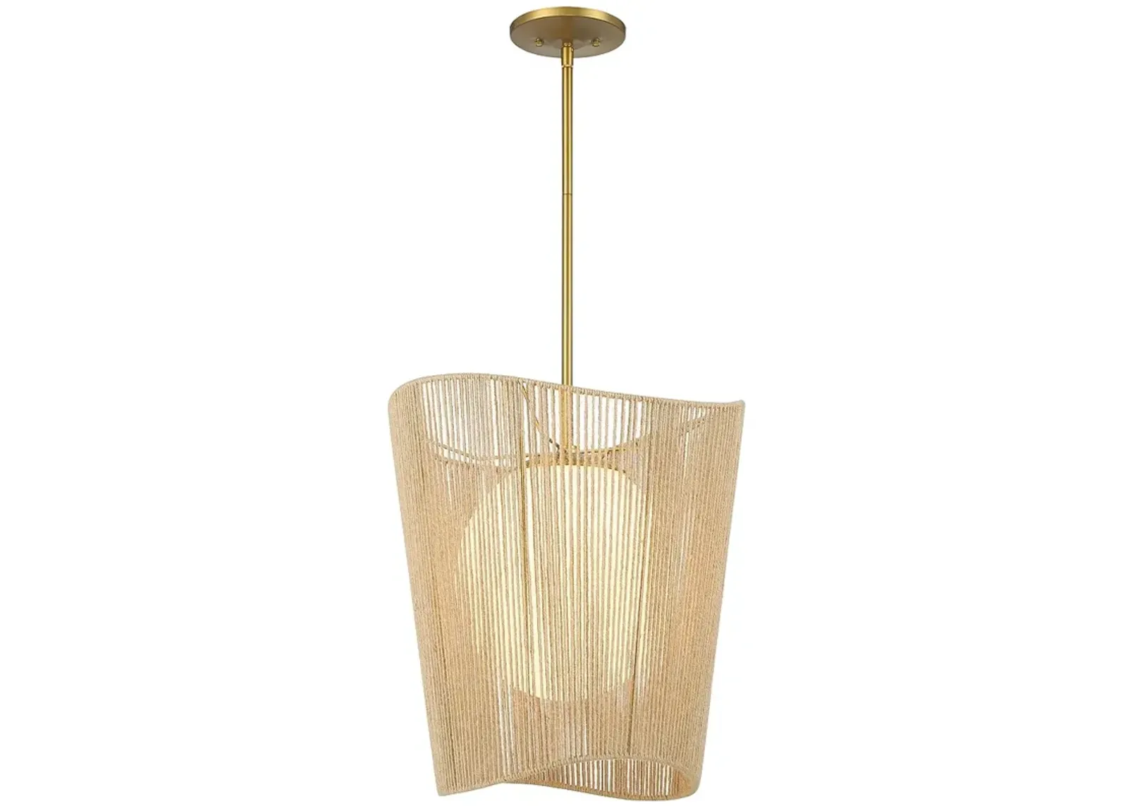 Minka-Lavery Key Largo 1-Light Soft Brass Pendant with Etched Opal Glass