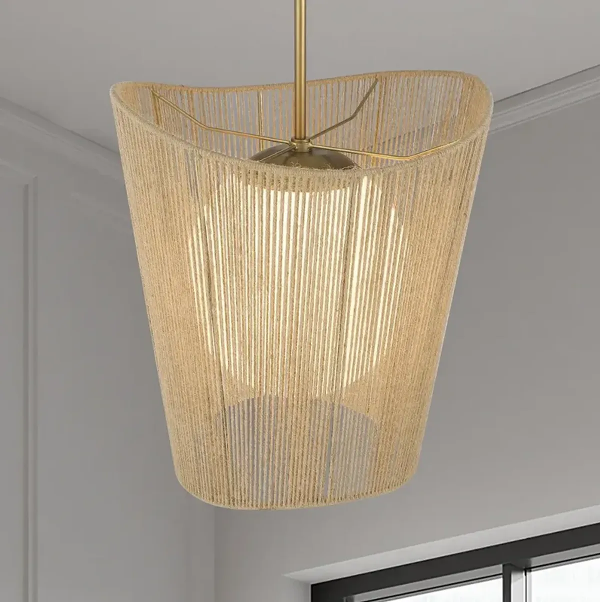 Minka-Lavery Key Largo 1-Light Soft Brass Pendant with Etched Opal Glass