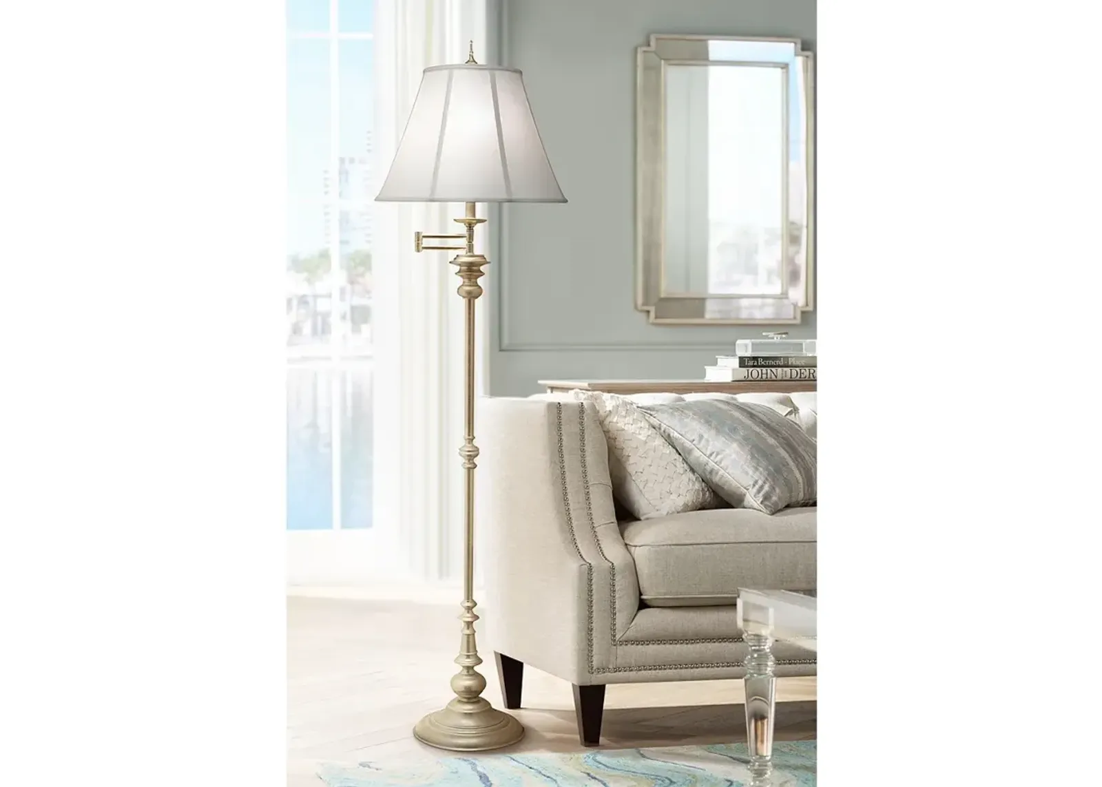 Stiffel Milano 67" Traditional Silver Swing Arm Floor Lamp