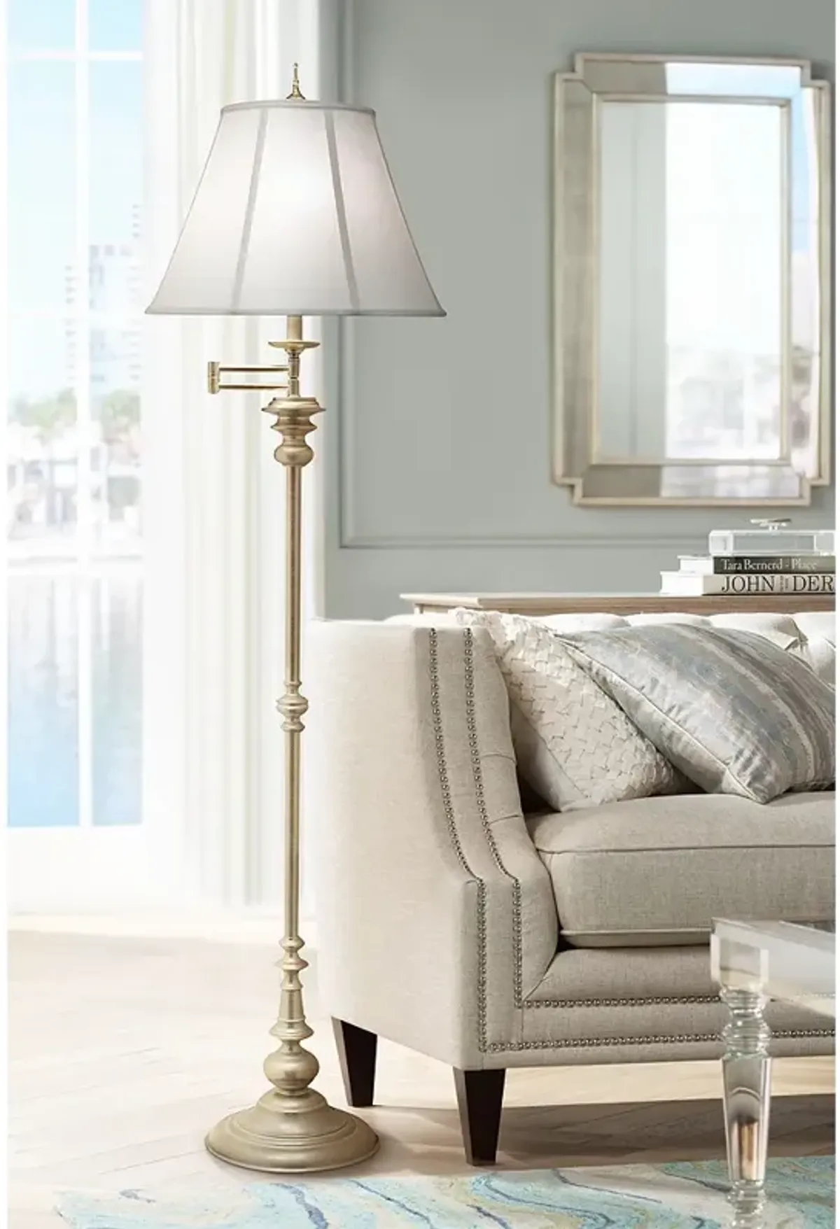 Stiffel Milano 67" Traditional Silver Swing Arm Floor Lamp