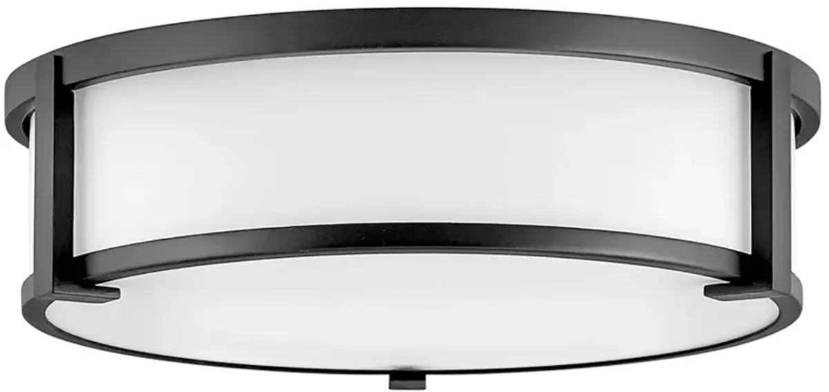 Hinkley Lowell 16" Wide Black and opal Glass Drum Ceiling Light