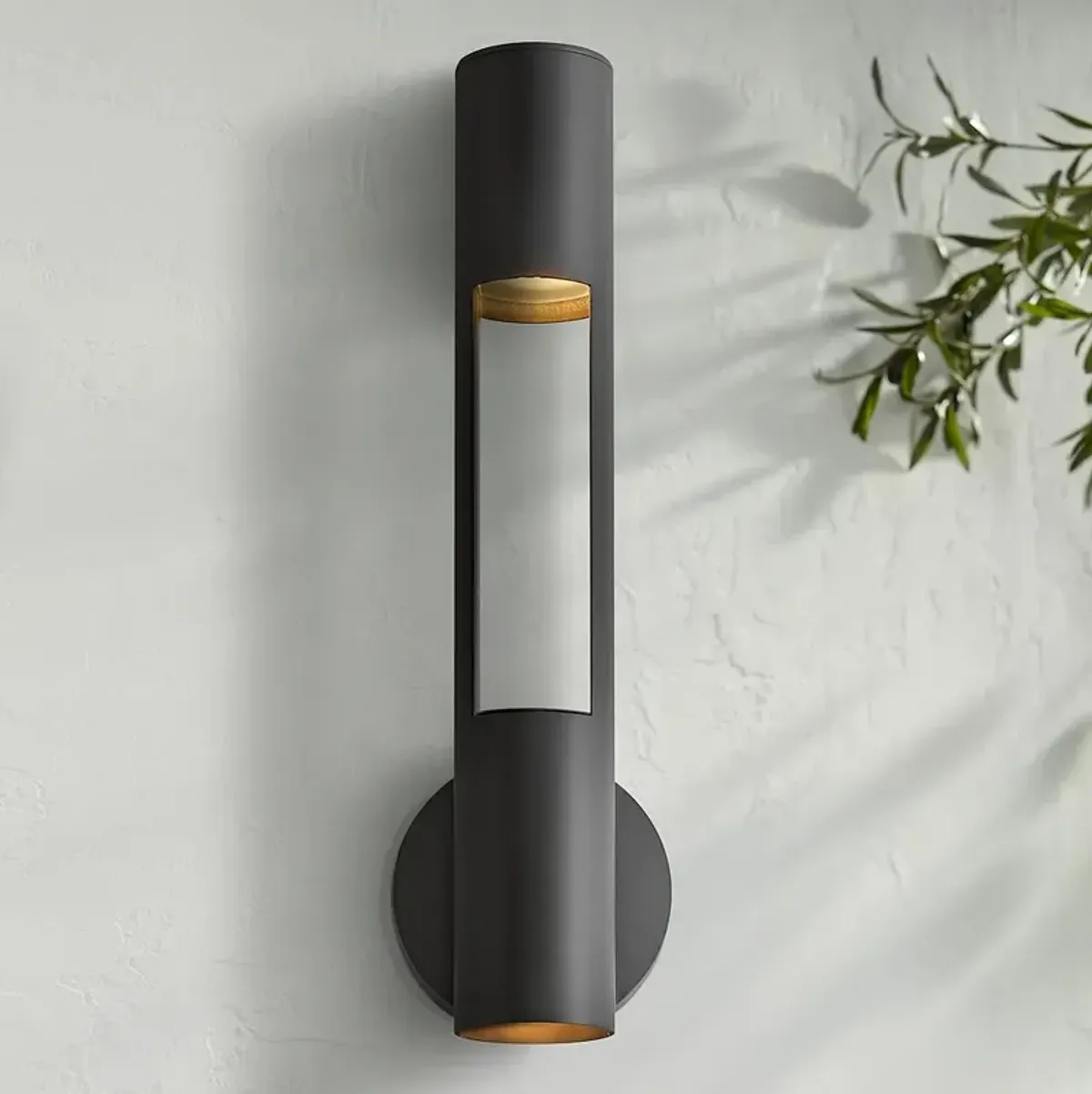 Oslo 18 1/4" High Black Cylindrical LED Outdoor Wall Light