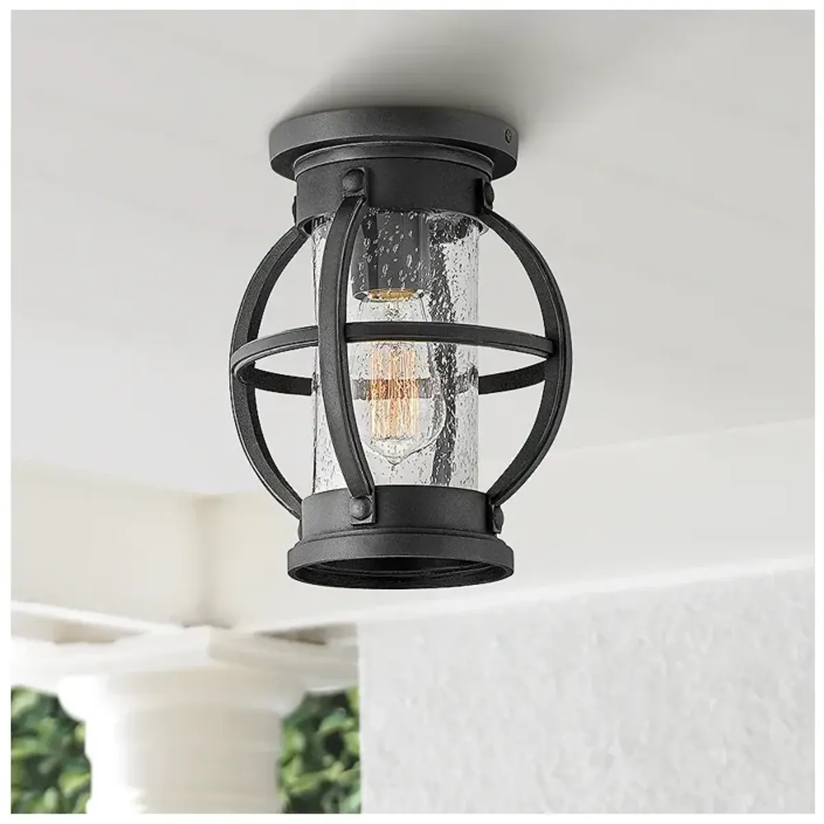 Hinkley Chatham 8 1/4" Wide Museum Black Outdoor Ceiling Light