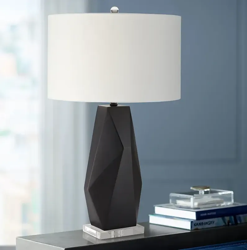 Possini Euro Design Alysha Black Geometric Table Lamp