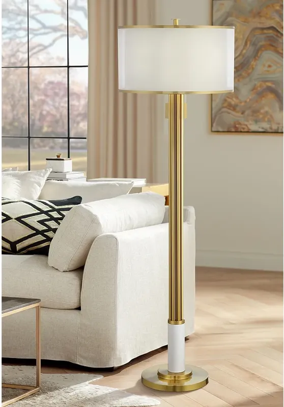 Possini Euro Paramus 73 3/4" Brass Faux Marble Tall 4-Light Floor Lamp