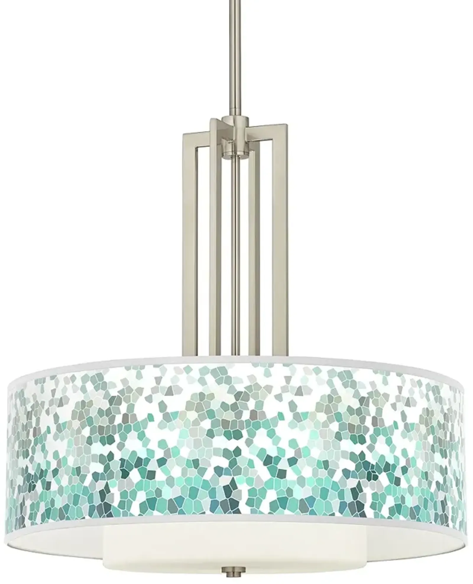 Aqua Mosaic Carey 24" Brushed Nickel 4-Light Chandelier