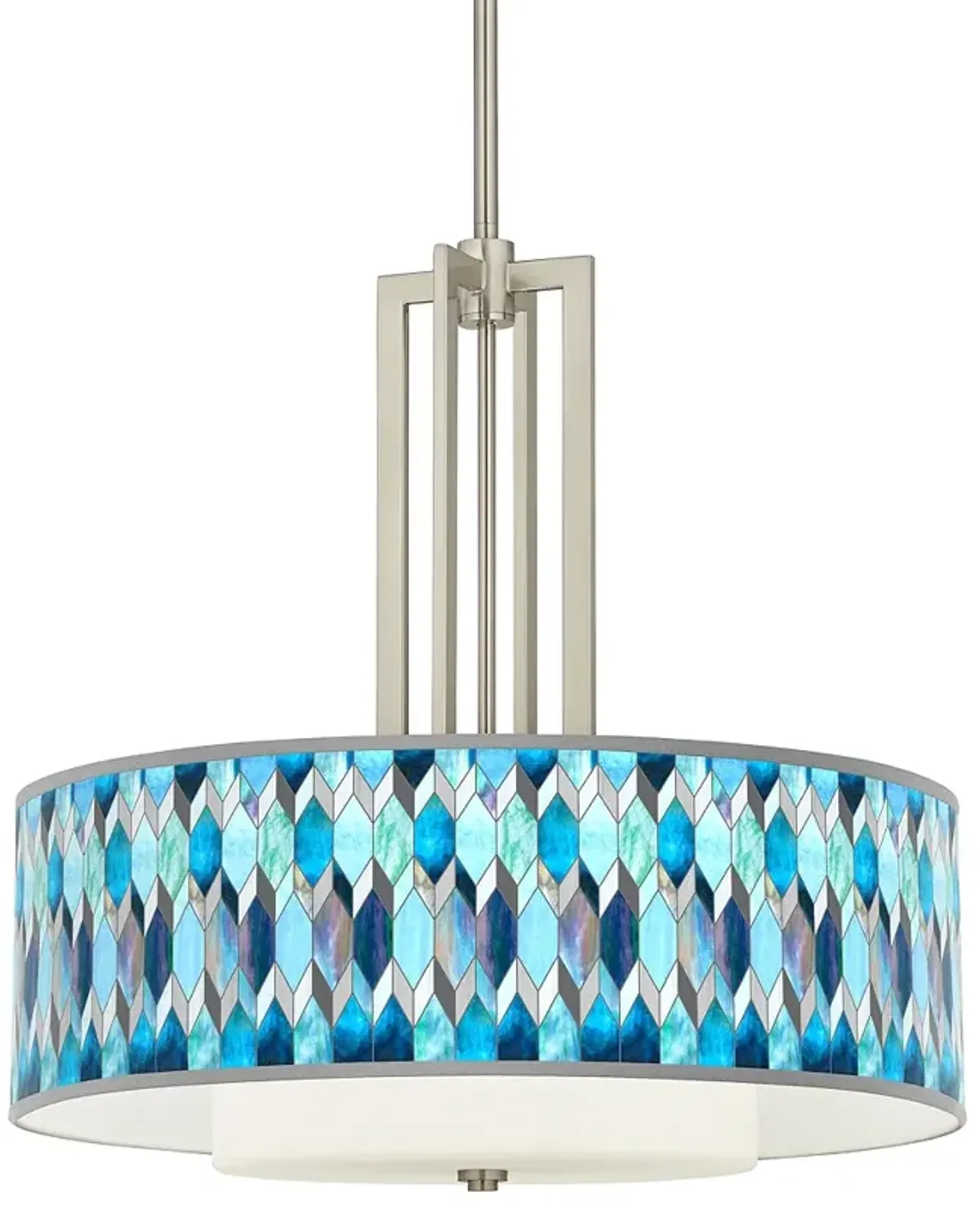 Blue Tiffany-Style Carey 24" Brushed Nickel 4-Light Chandelier