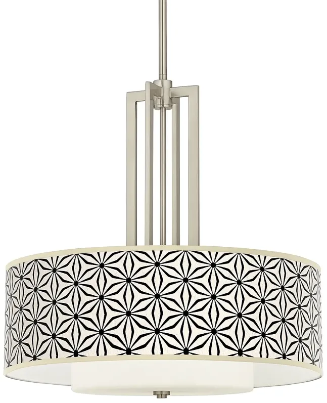 Kaleidoscope Flowers Carey 24" Wide Brushed Nickel 4-Light Chandelier