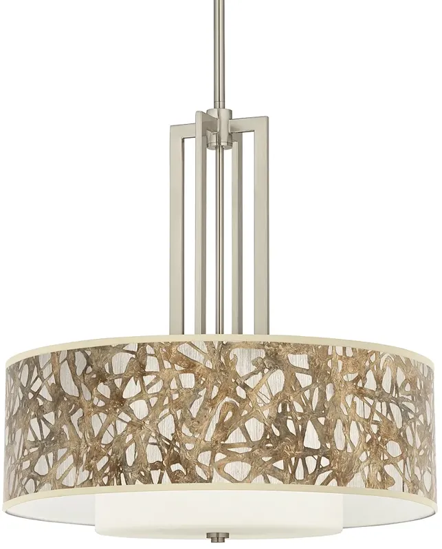 Organic Nest Carey 24" Brushed Nickel 4-Light Chandelier