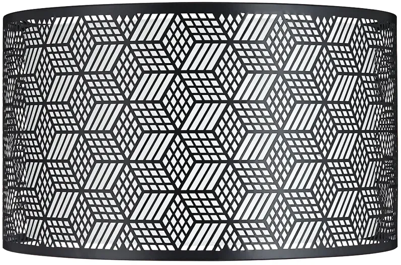 Black Finish Laser Cut Metal Drum Shade 17x17x10 (Spider)