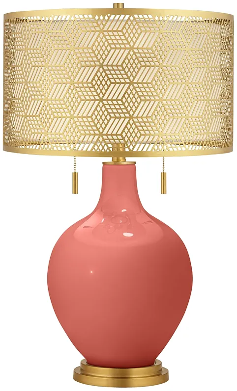 Coral Reef Toby Brass Metal Shade Table Lamp