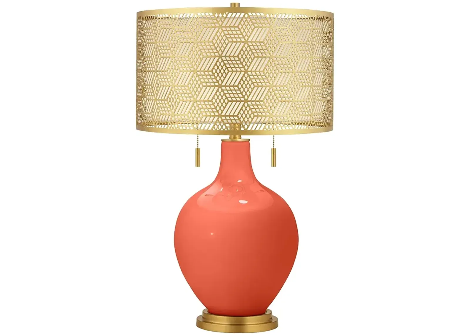 Daring Orange Toby Brass Metal Shade Table Lamp