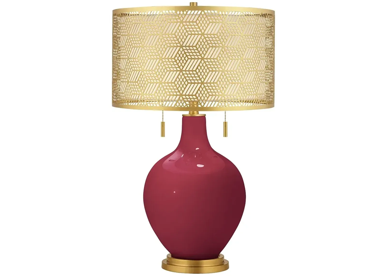 Antique Red Toby Brass Metal Shade Table Lamp