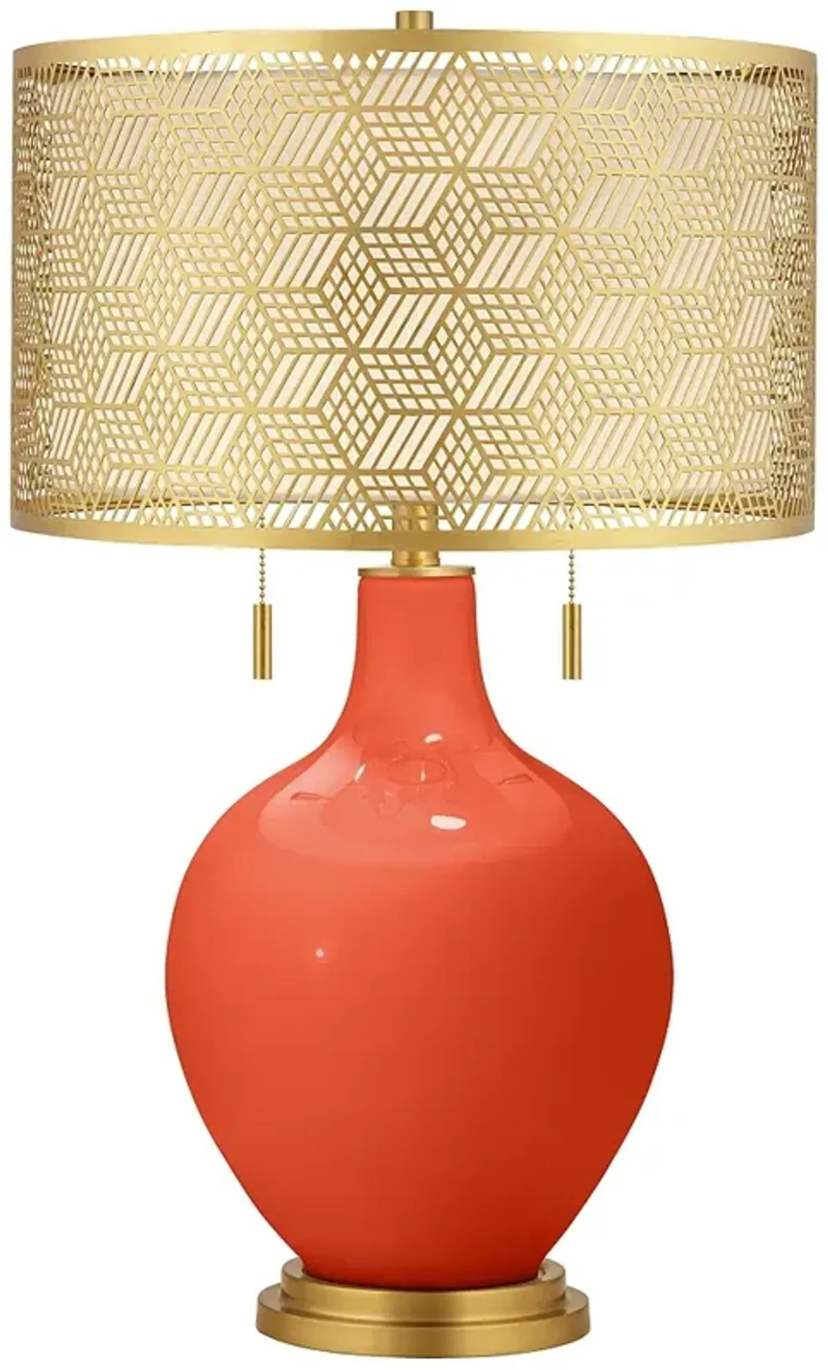 Color Plus Toby Brass 28" High Daredevil Orange Metal Shade Table Lamp