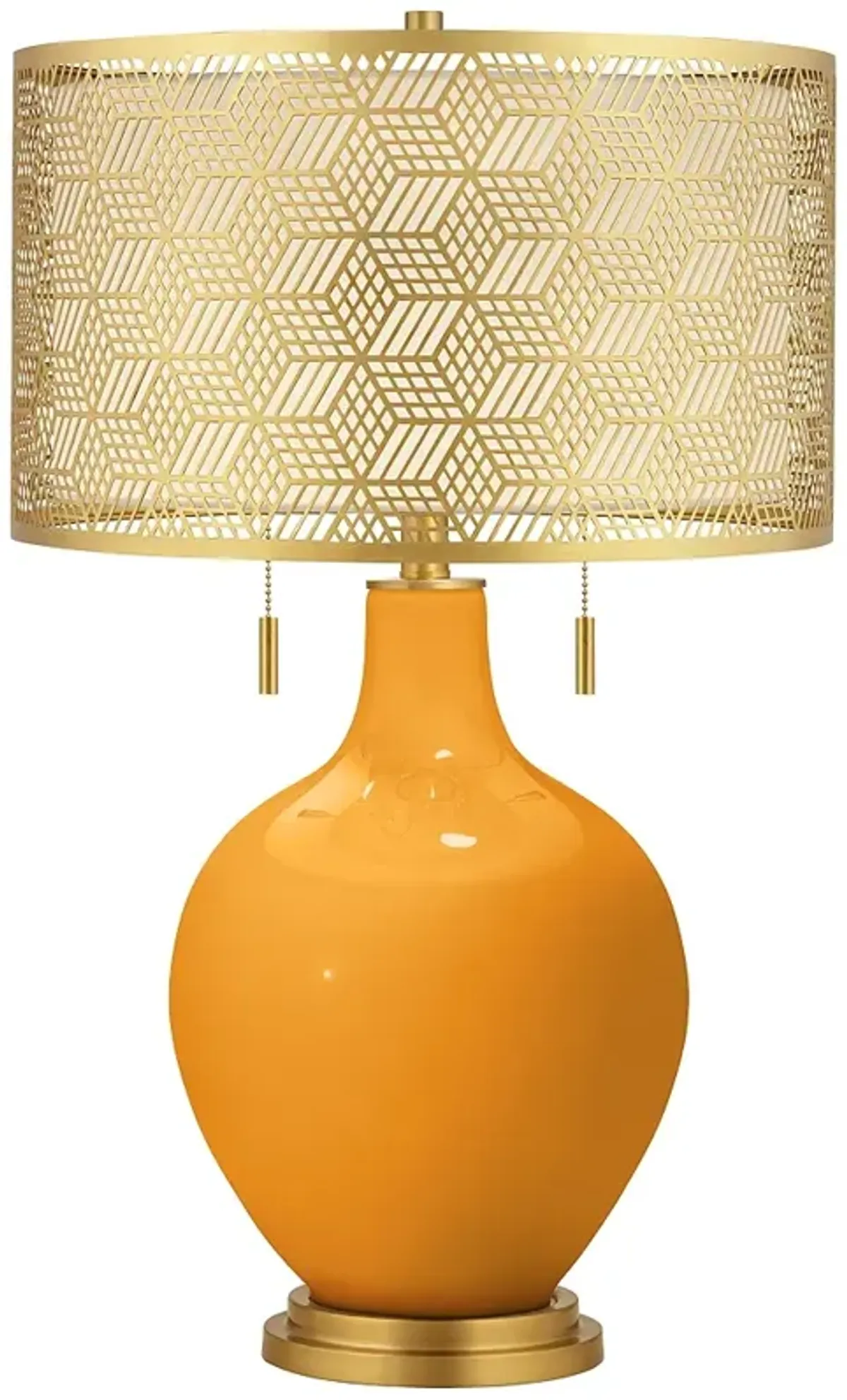 Color Plus Toby 28" Brass Shade Carnival Orange Table Lamp