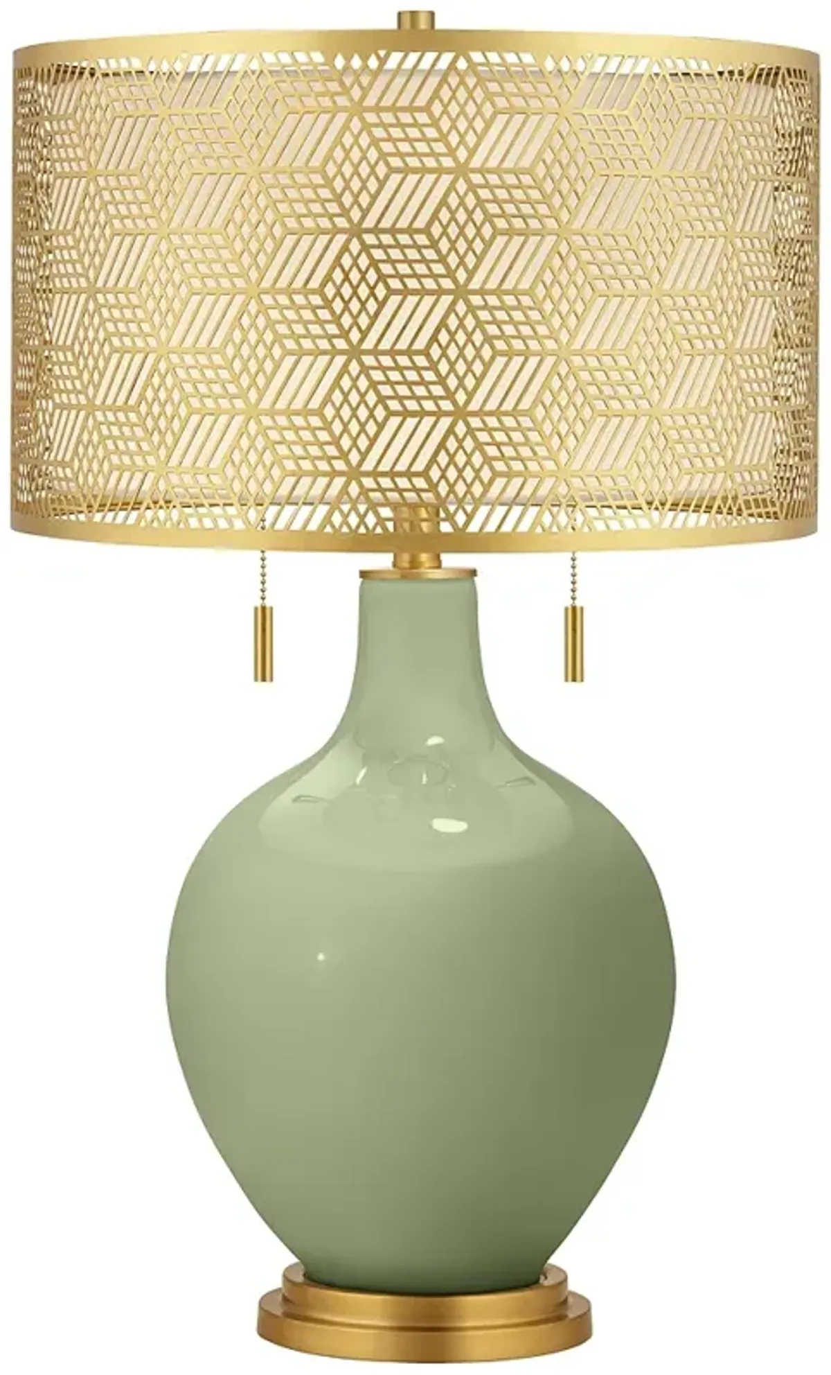 Majolica Green Toby Brass Metal Shade Table Lamp