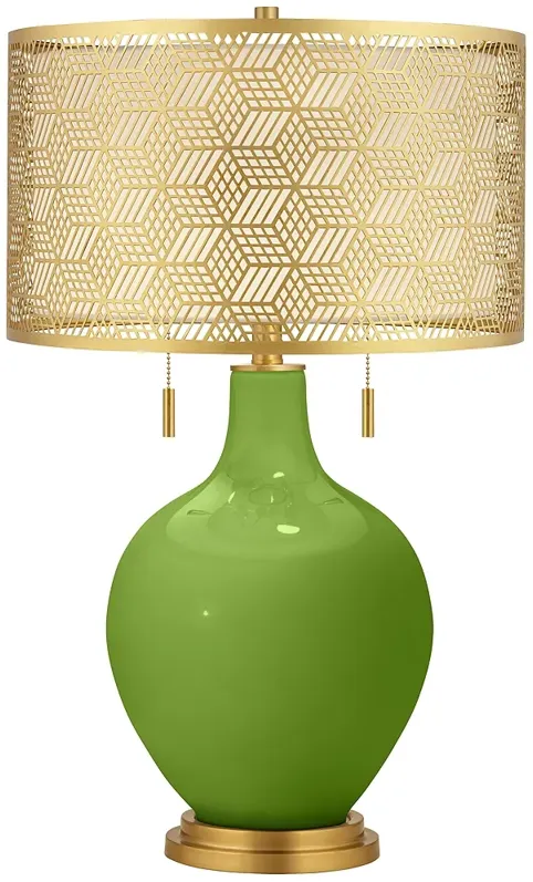 Color Plus Toby Brass 28" High Metal Shade Gecko Green Table Lamp