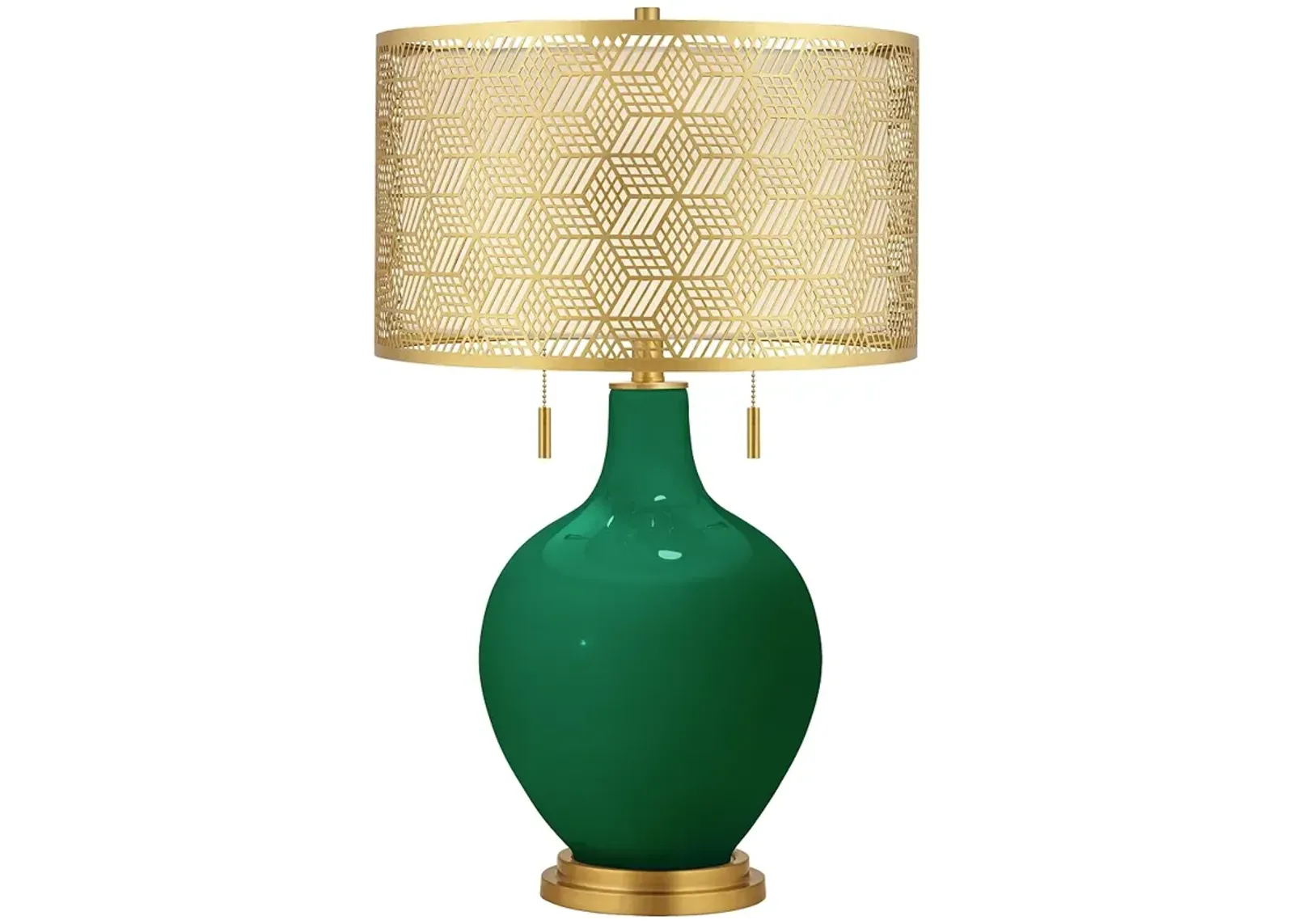 Color Plus Toby Brass 28" Brass Metal Shade Greens Table Lamp