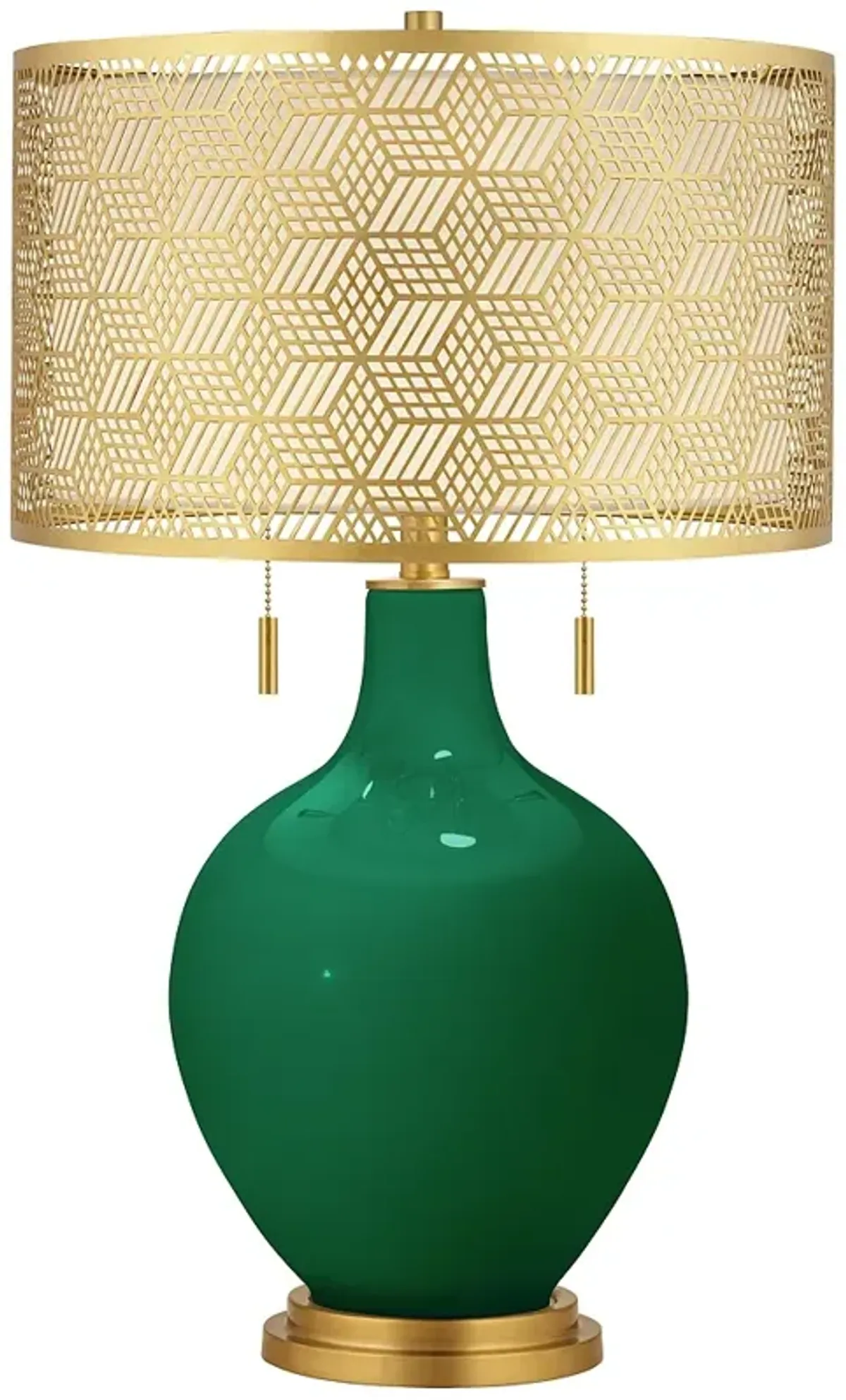 Color Plus Toby Brass 28" Brass Metal Shade Greens Table Lamp