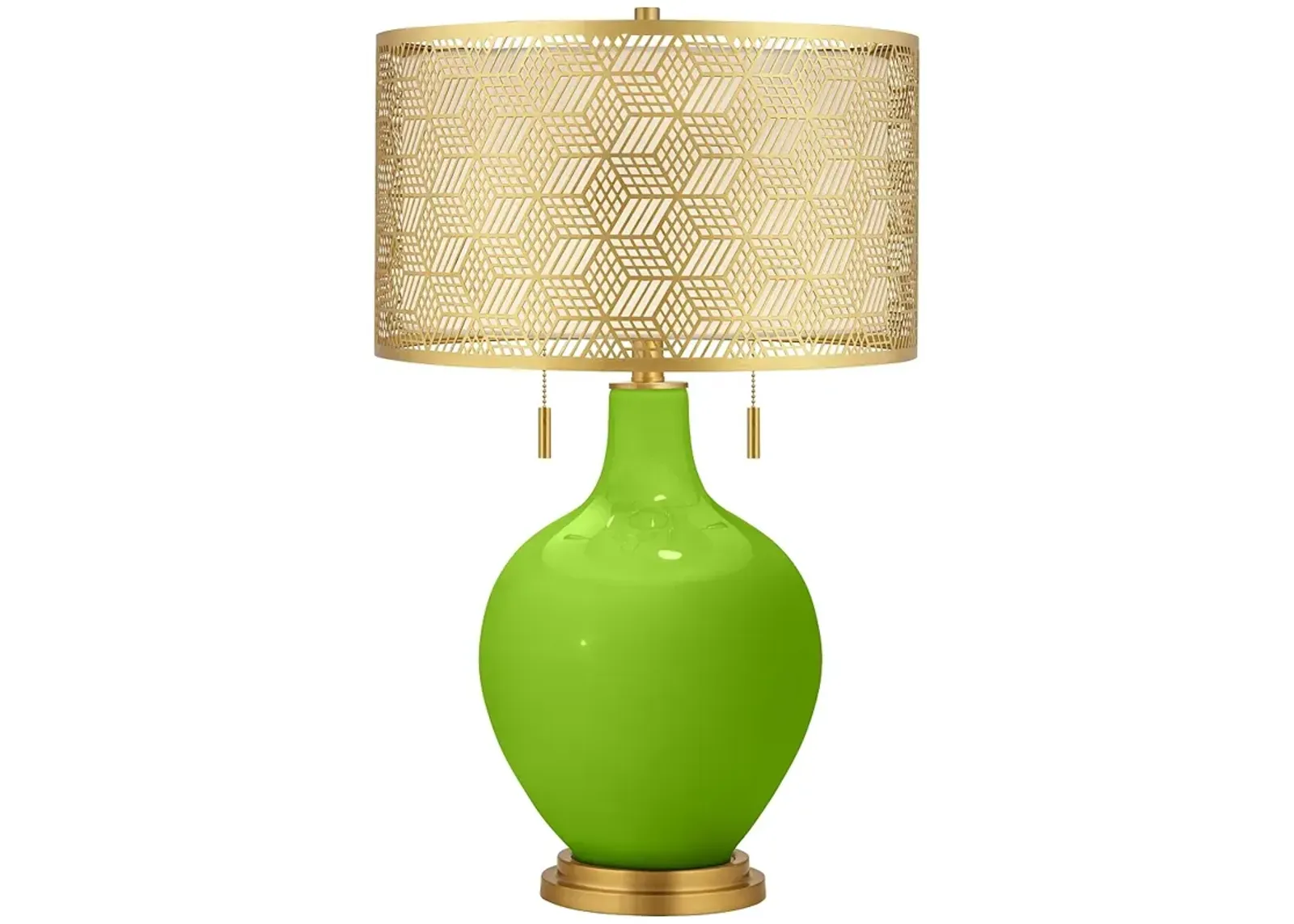 Neon Green Toby Brass Metal Shade Table Lamp