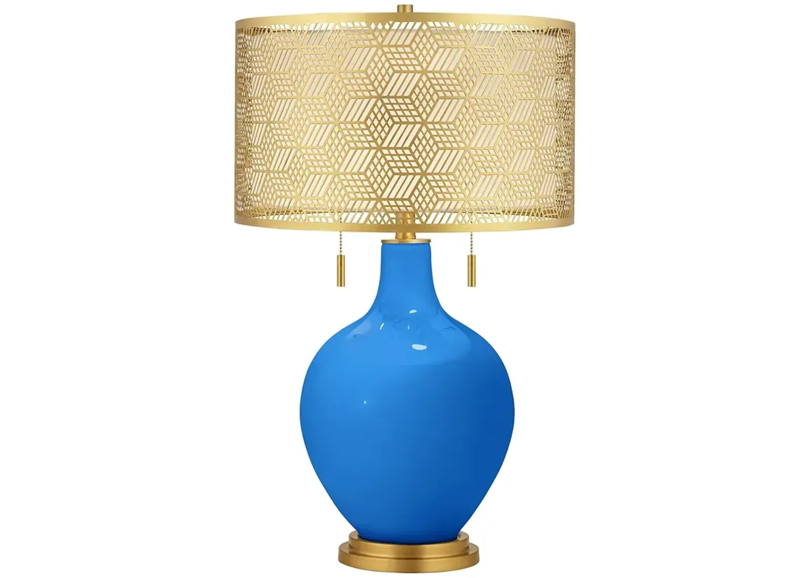 Color Plus Toby 28" High Brass Metal Shade Royal Blue Table Lamp