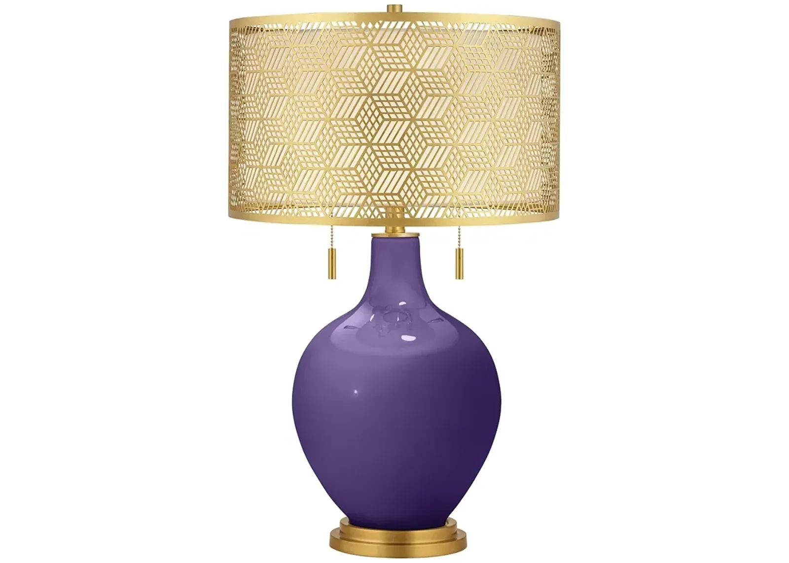 Izmir Purple Toby Brass Metal Shade Table Lamp