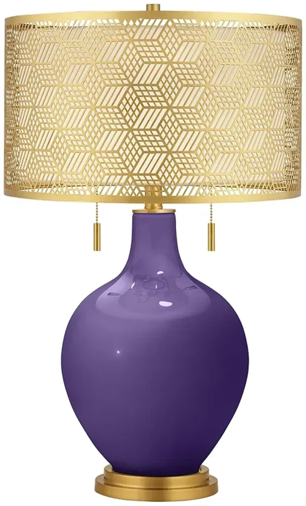 Izmir Purple Toby Brass Metal Shade Table Lamp