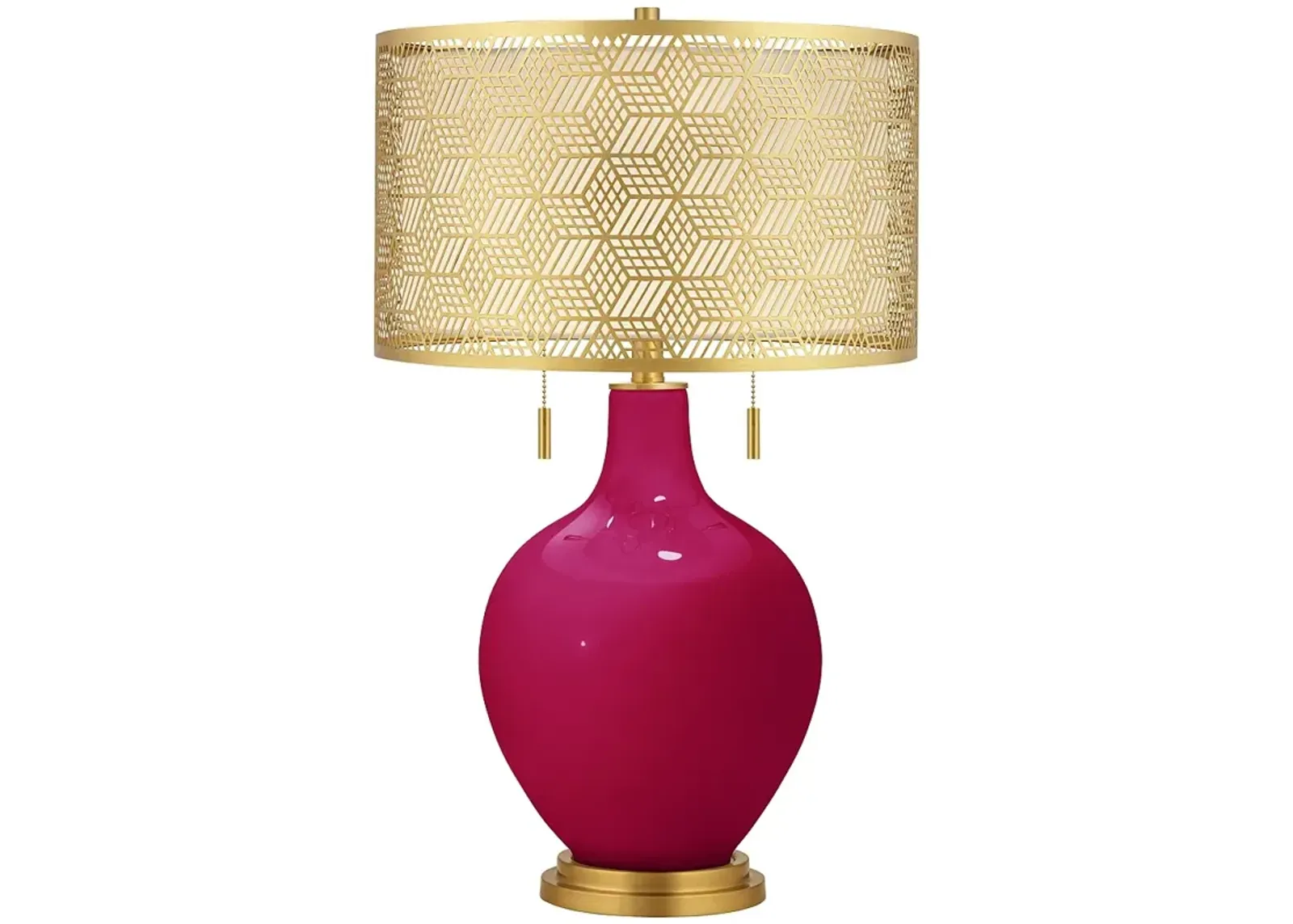 French Burgundy Toby Brass Metal Shade Table Lamp