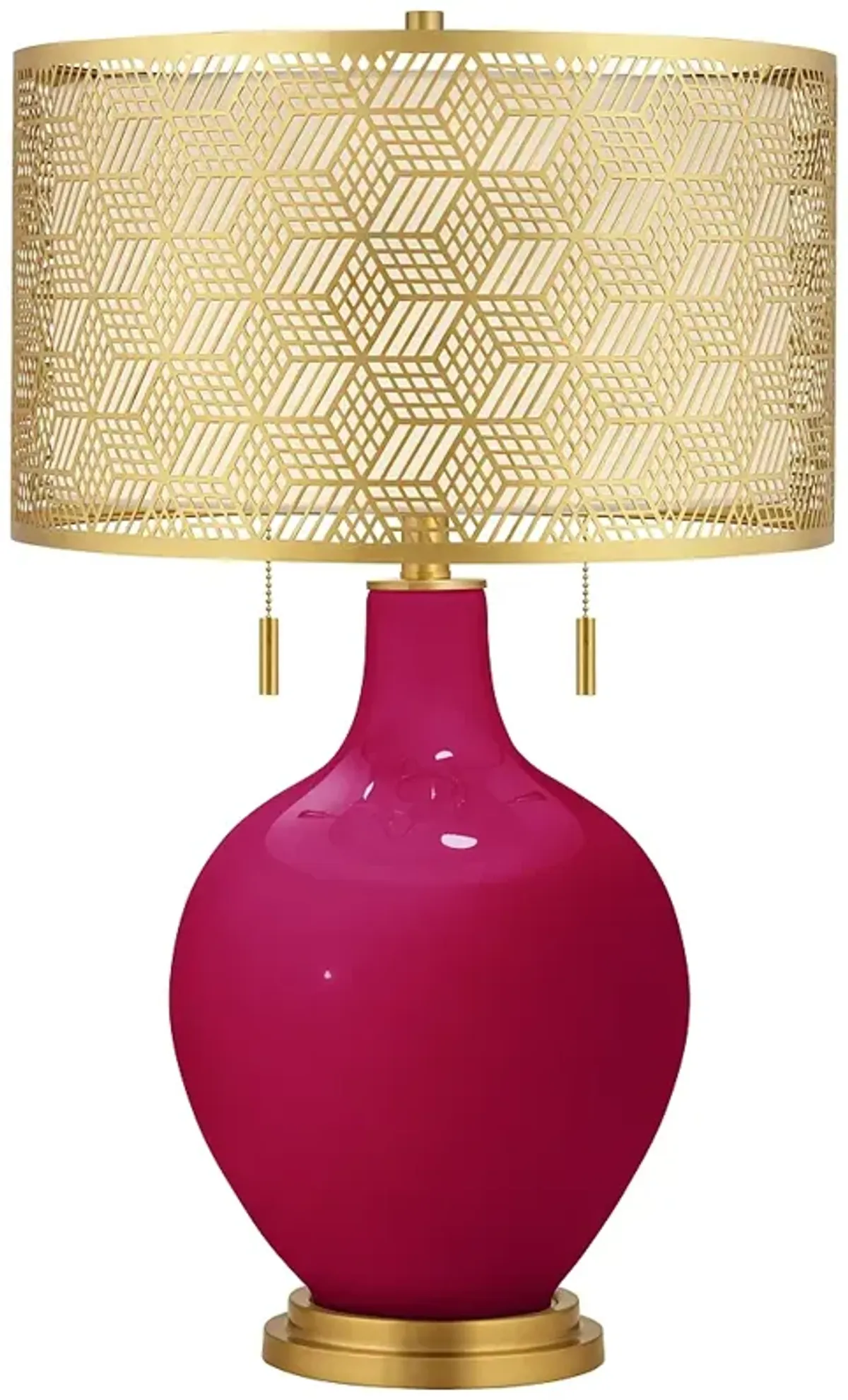 French Burgundy Toby Brass Metal Shade Table Lamp