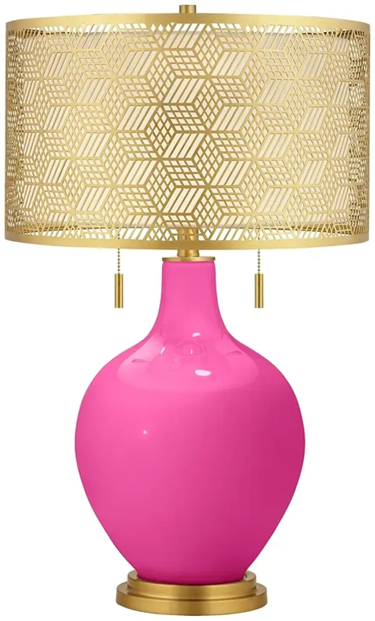 Color Plus Toby Brass 28" Brass Metal Shade Fuchsia Pink Table Lamp