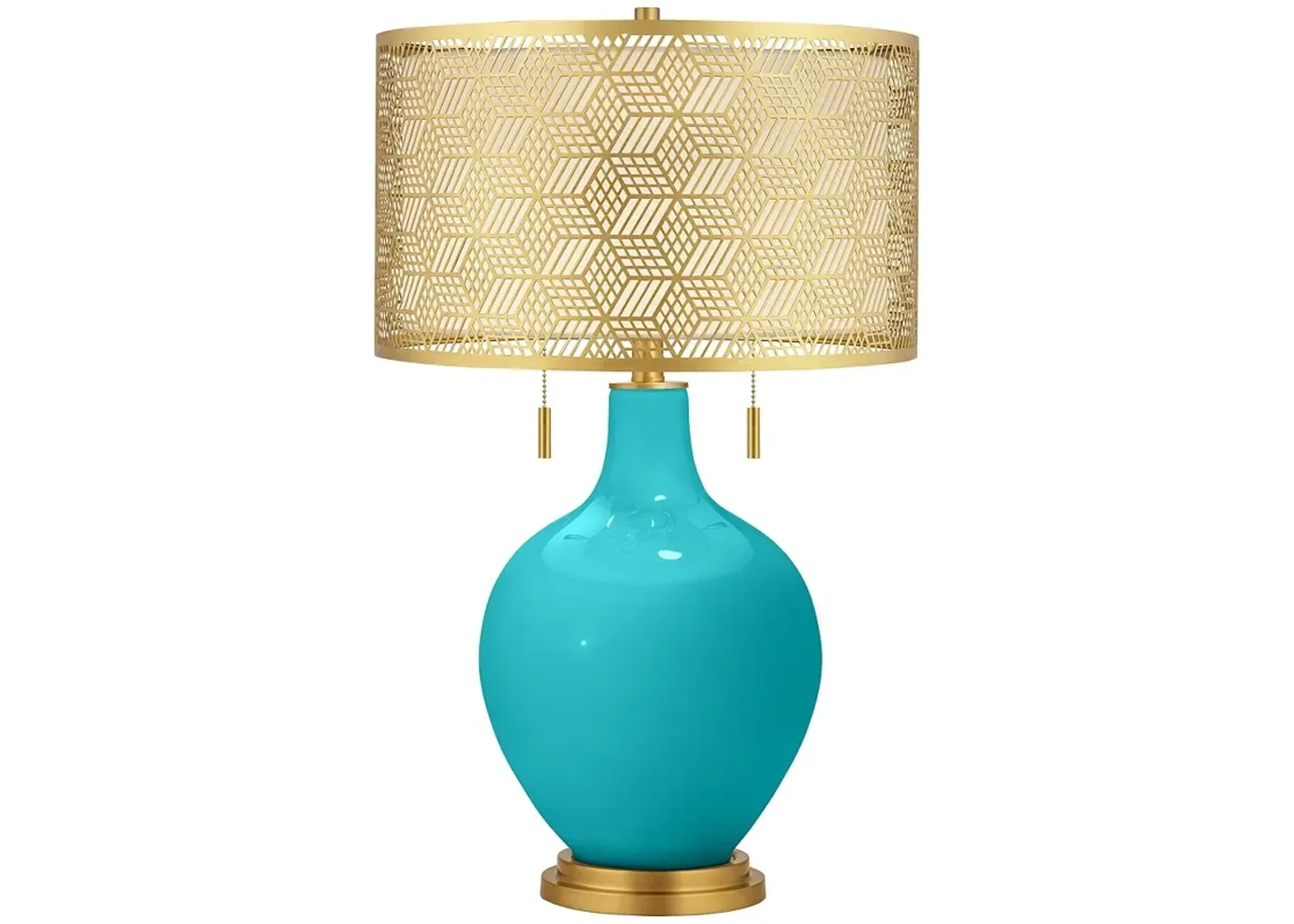 Surfer Blue Toby Brass Metal Shade Table Lamp