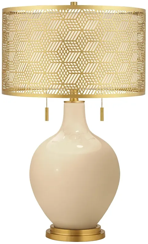 Colonial Tan Toby Brass Metal Shade Table Lamp