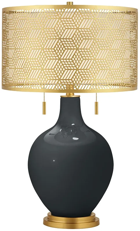 Black of Night Toby Brass Metal Shade Table Lamp