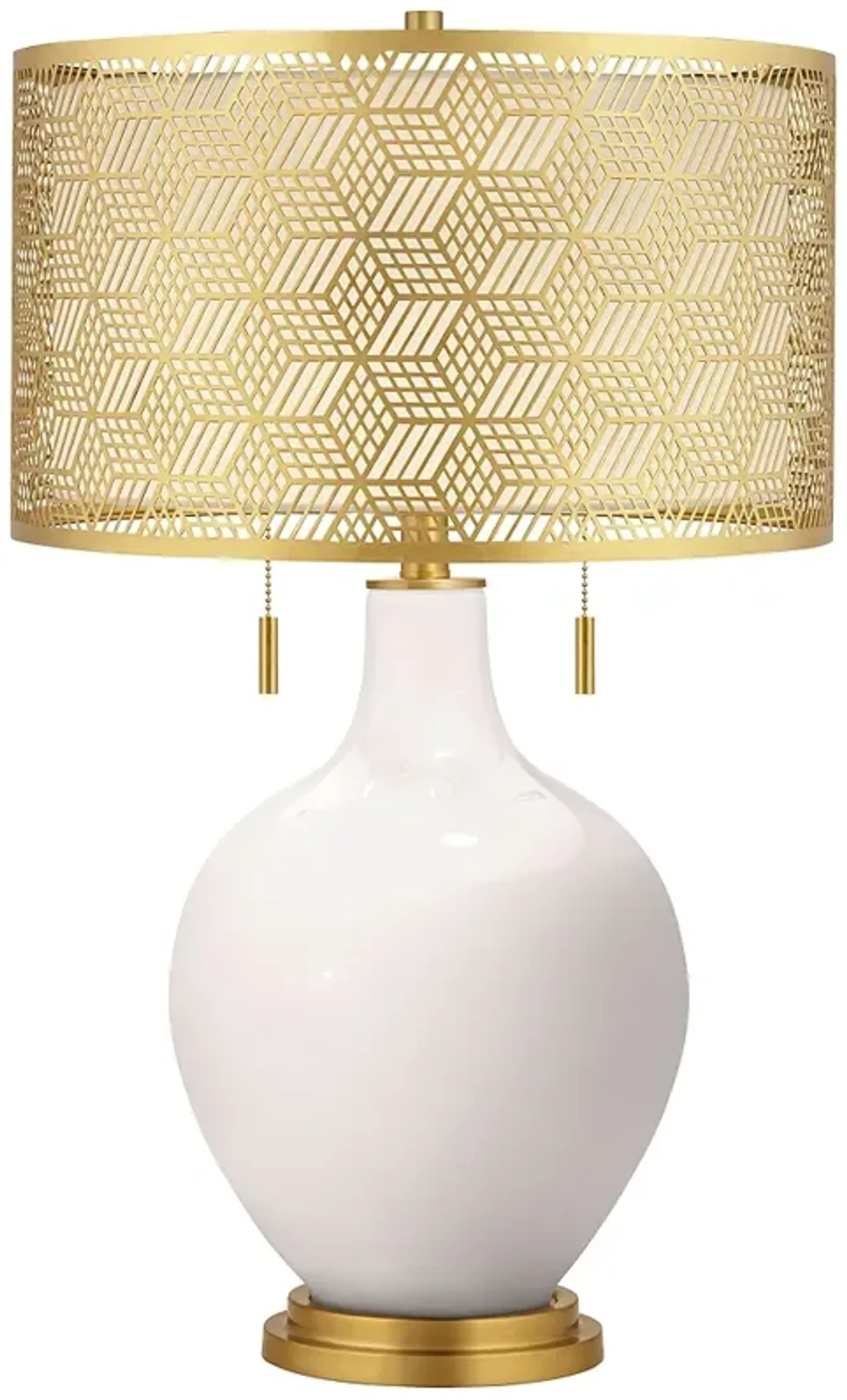 Smart White Toby Brass Metal Shade Table Lamp