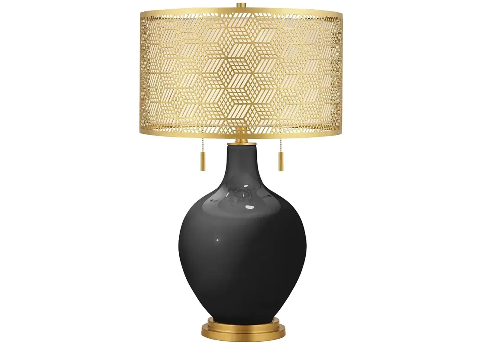 Tricorn Black Toby Brass Metal Shade Table Lamp