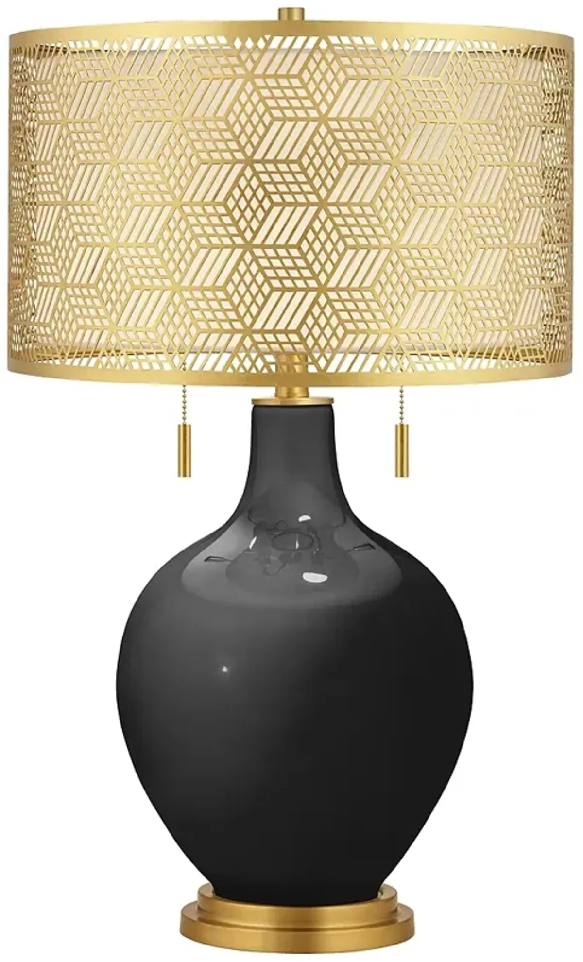 Tricorn Black Toby Brass Metal Shade Table Lamp