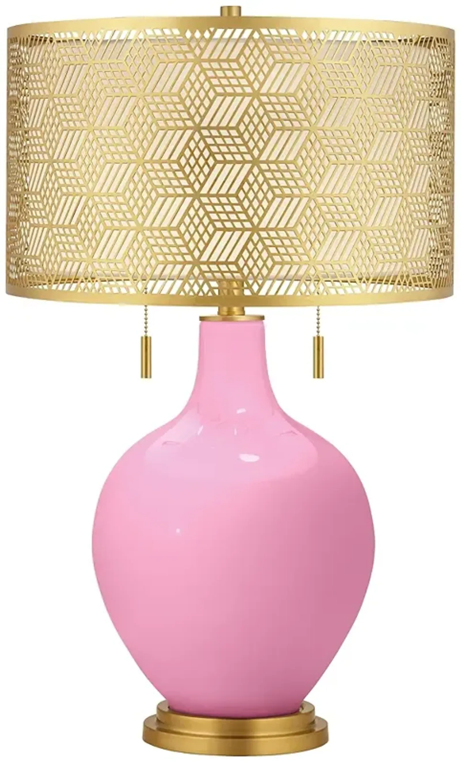 Candy Pink Toby Brass Metal Shade Table Lamp