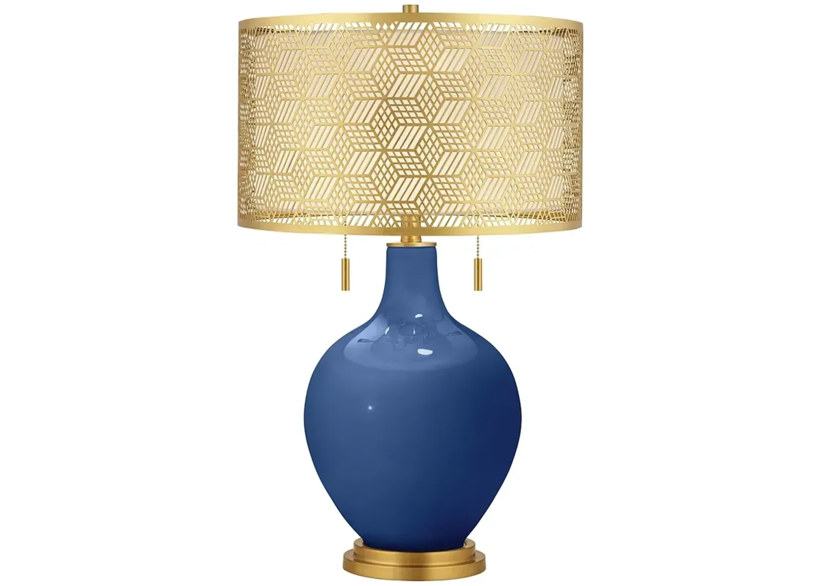 Monaco Blue Toby Brass Metal Shade Table Lamp