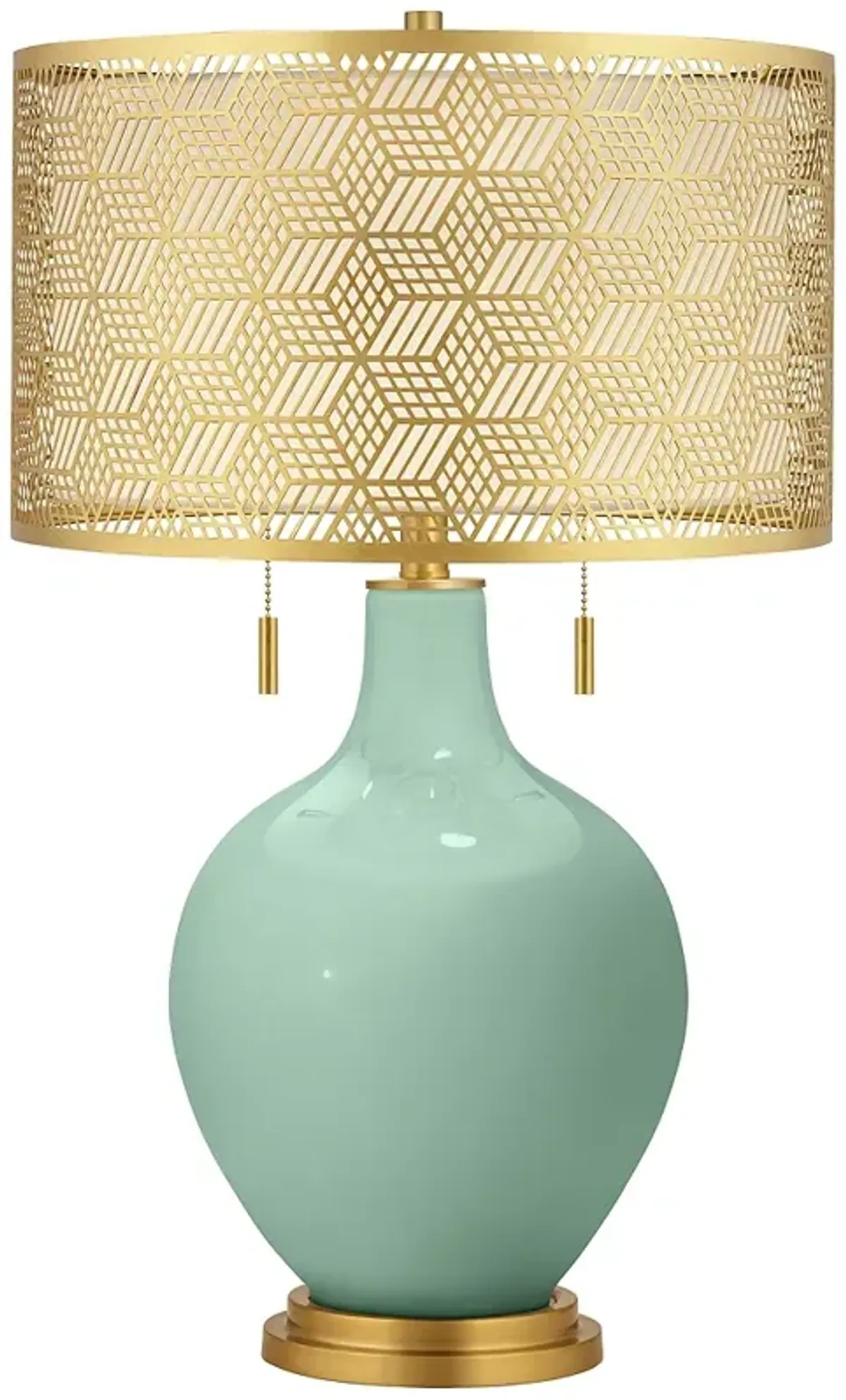 Grayed Jade Toby Brass Metal Shade Table Lamp