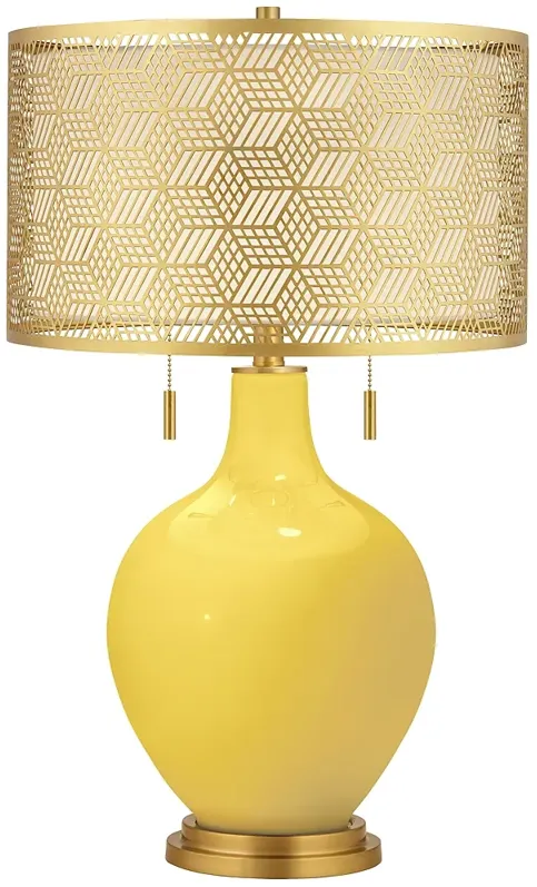 Lemon Zest Toby Brass Metal Shade Table Lamp