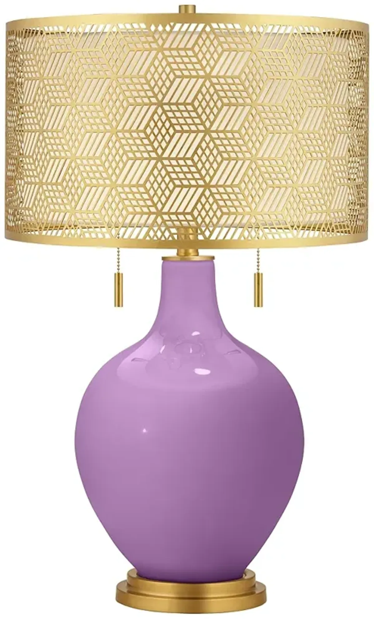 African Violet Toby Brass Metal Shade Table Lamp