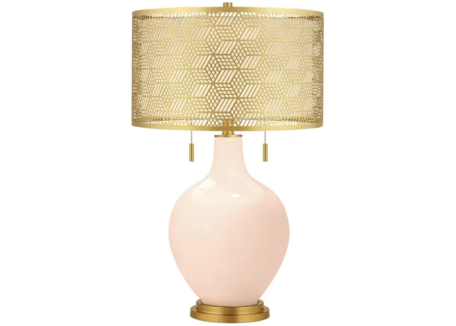 Linen Toby Brass Metal Shade Table Lamp