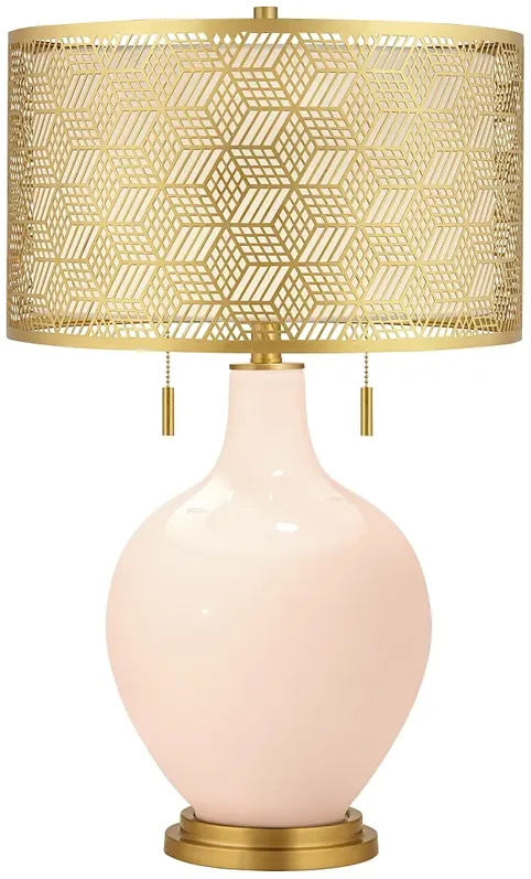 Linen Toby Brass Metal Shade Table Lamp