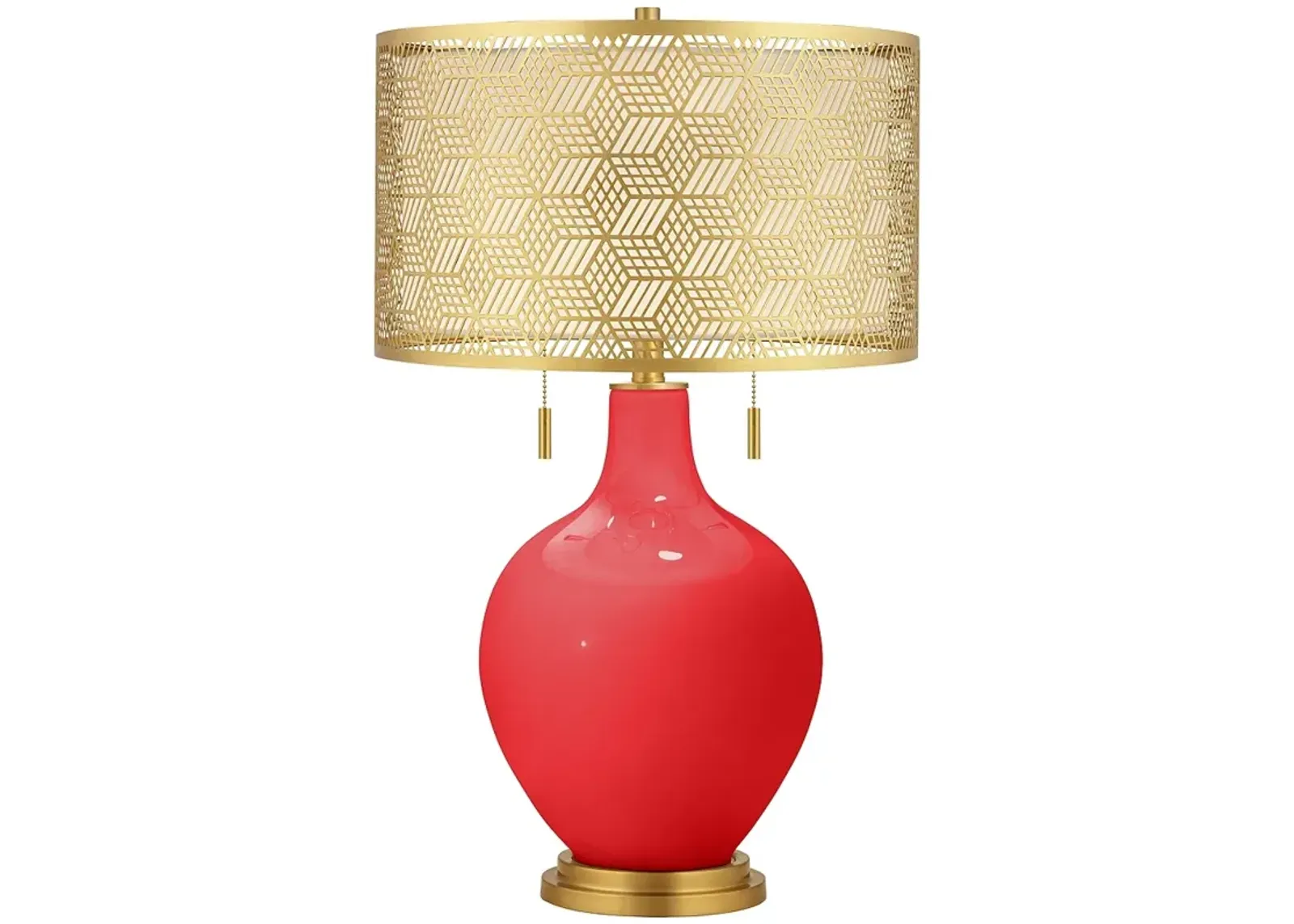 Poppy Red Toby Brass Metal Shade Table Lamp