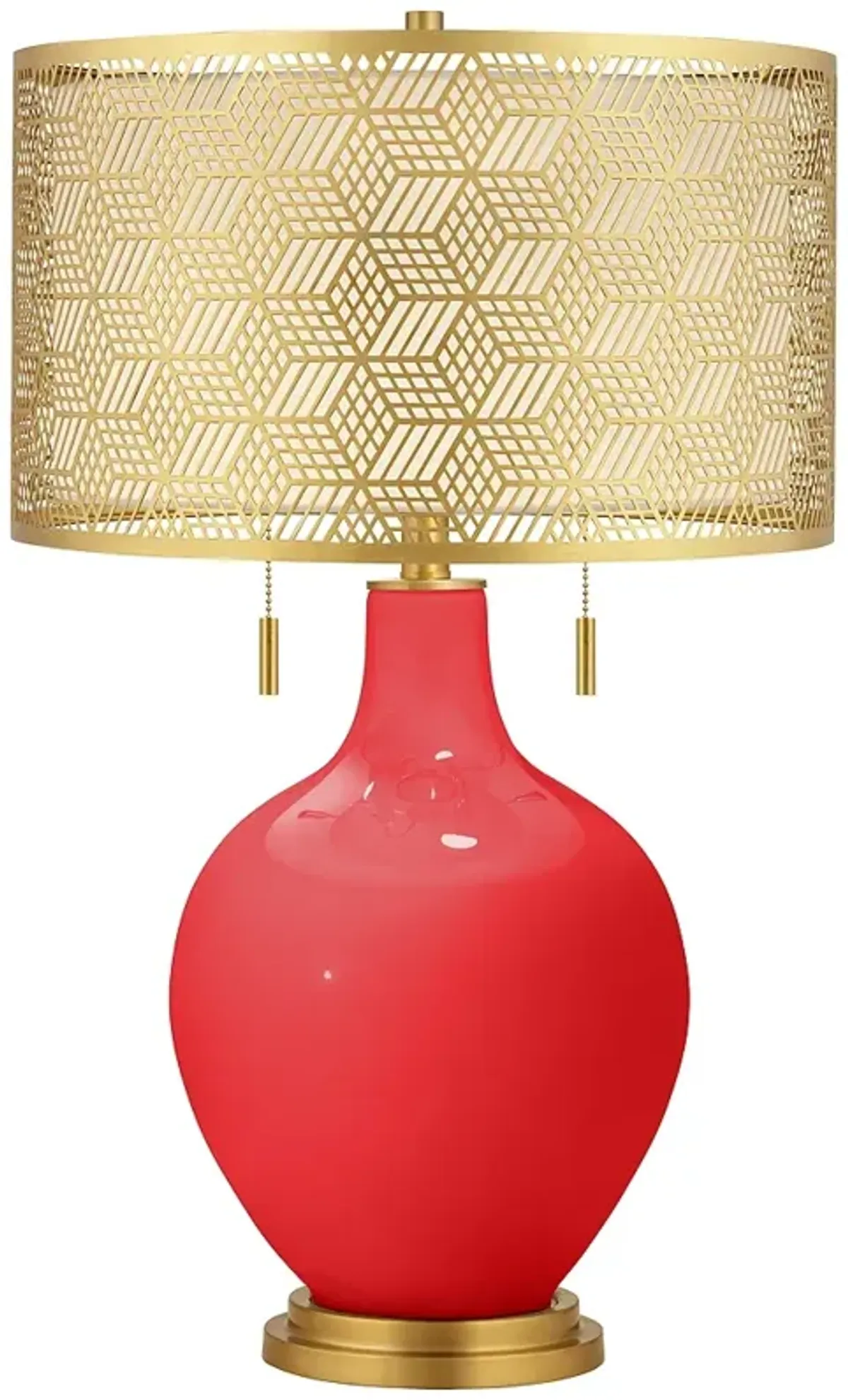 Poppy Red Toby Brass Metal Shade Table Lamp