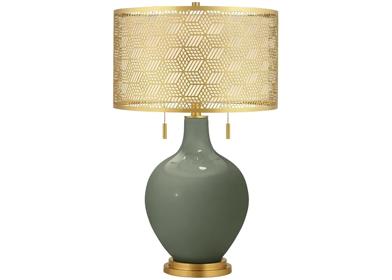 Deep Lichen Green Toby Brass Metal Shade Table Lamp