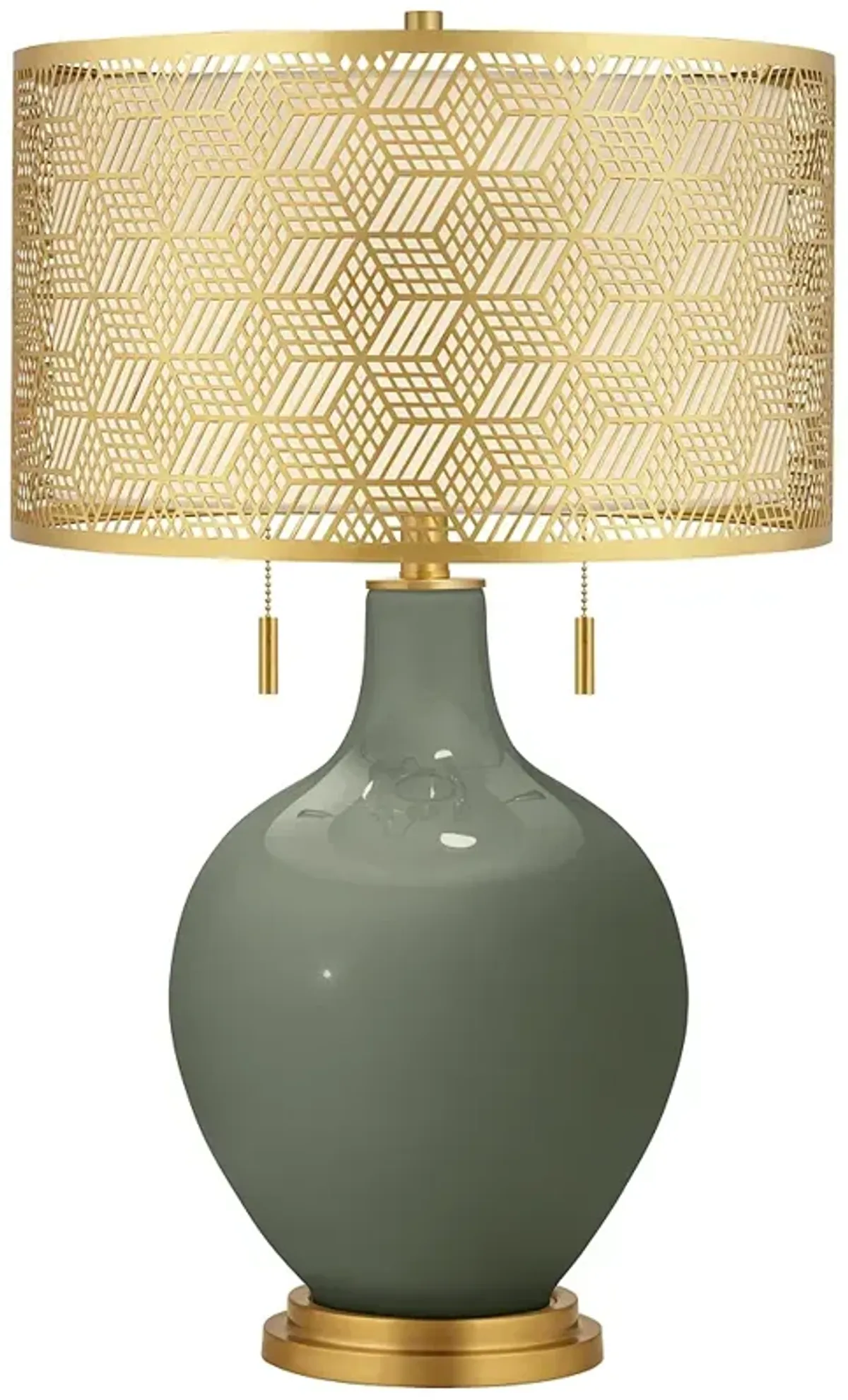 Deep Lichen Green Toby Brass Metal Shade Table Lamp